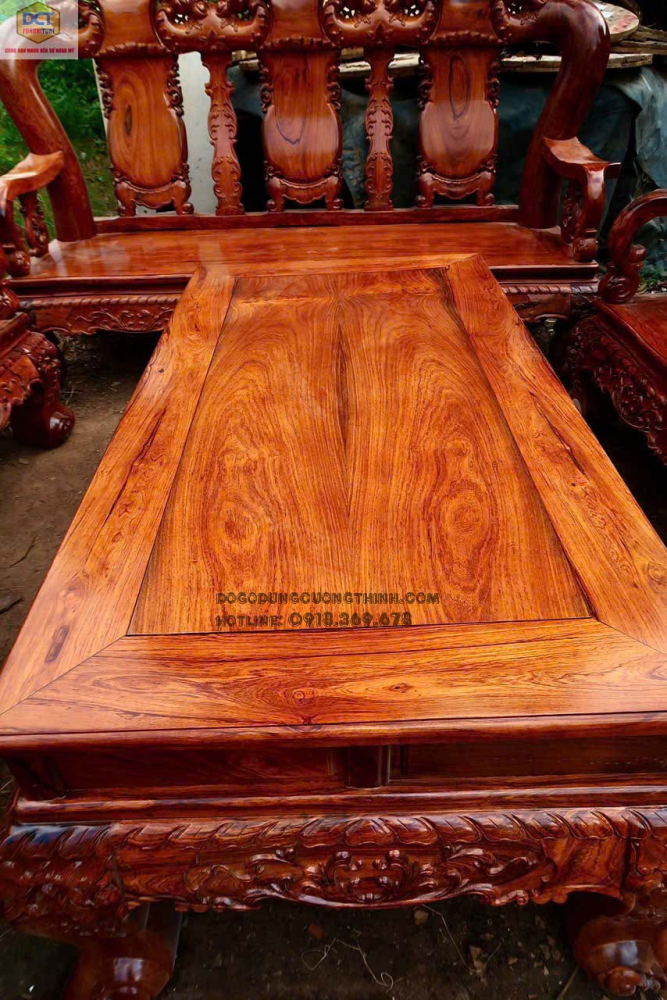 Bộ salon cột 14 chạm đào gỗ cẩm lai PD148CM